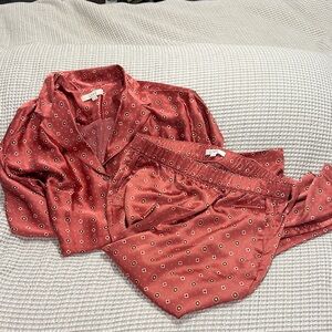 LOFT Burgundy Floral Pant Set